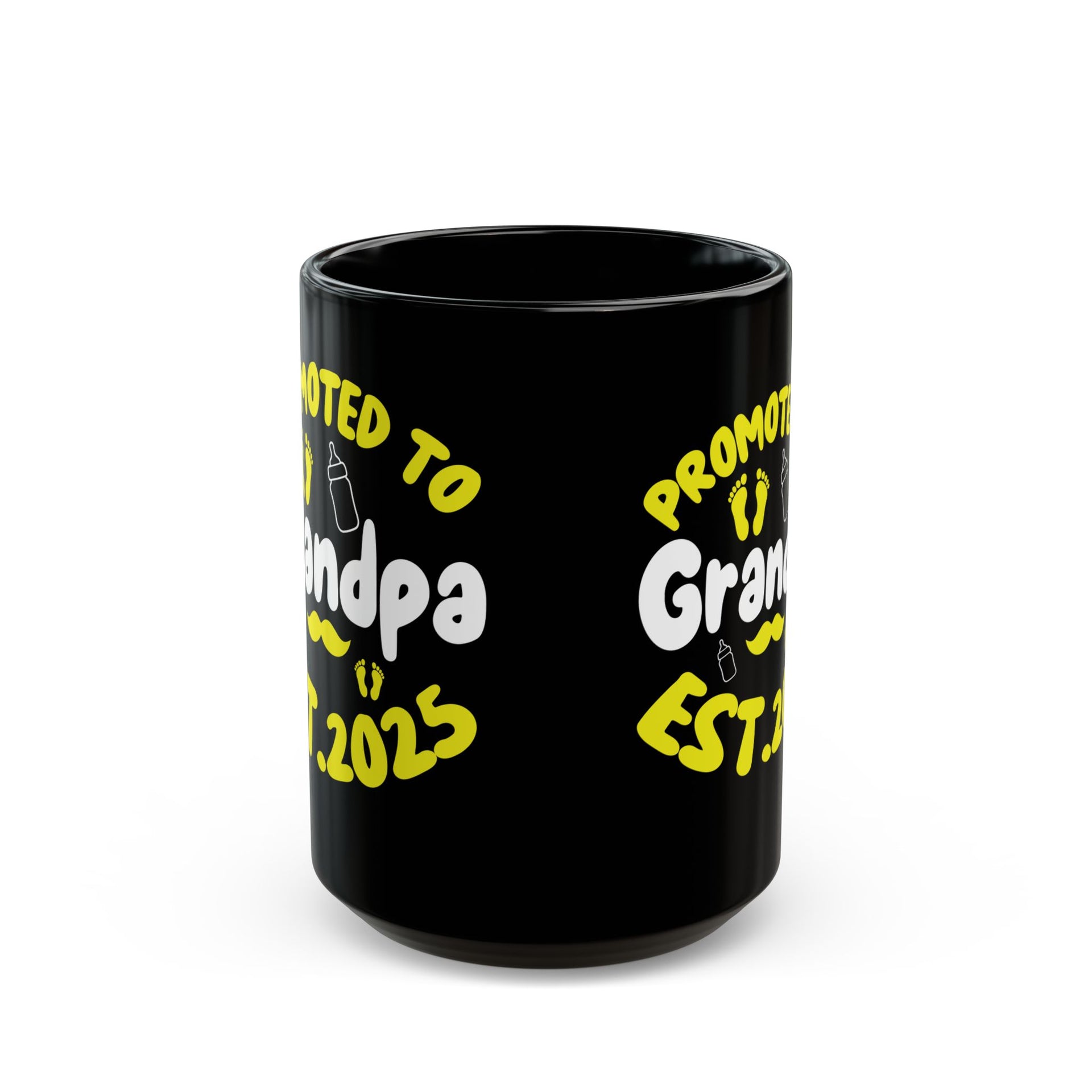 Promoted to Grandpa Black Mug - Perfect Gift for New Grandfathers (11oz, 15oz)