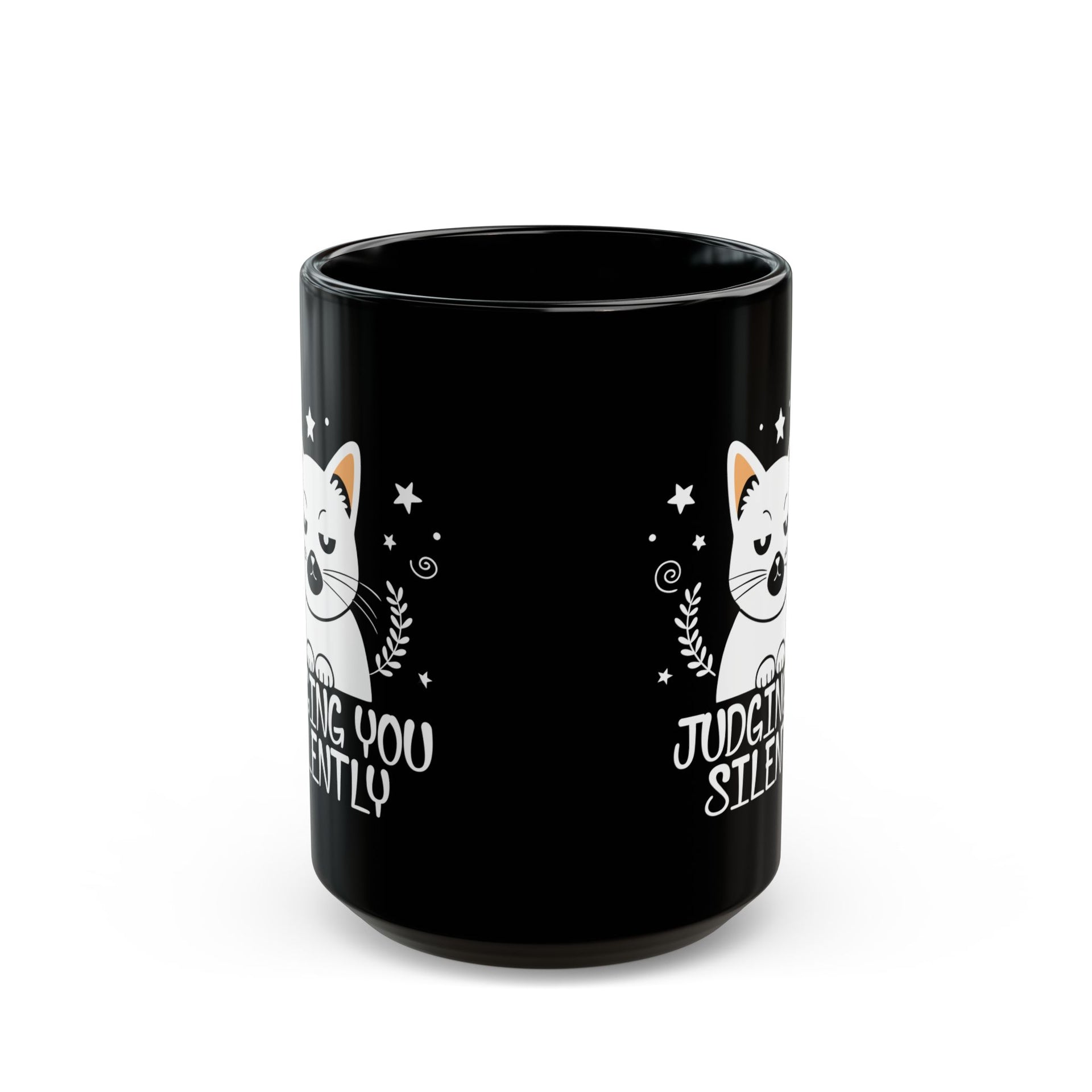 Judging You Silently Cat Mug - Black Ceramic Coffee Cup