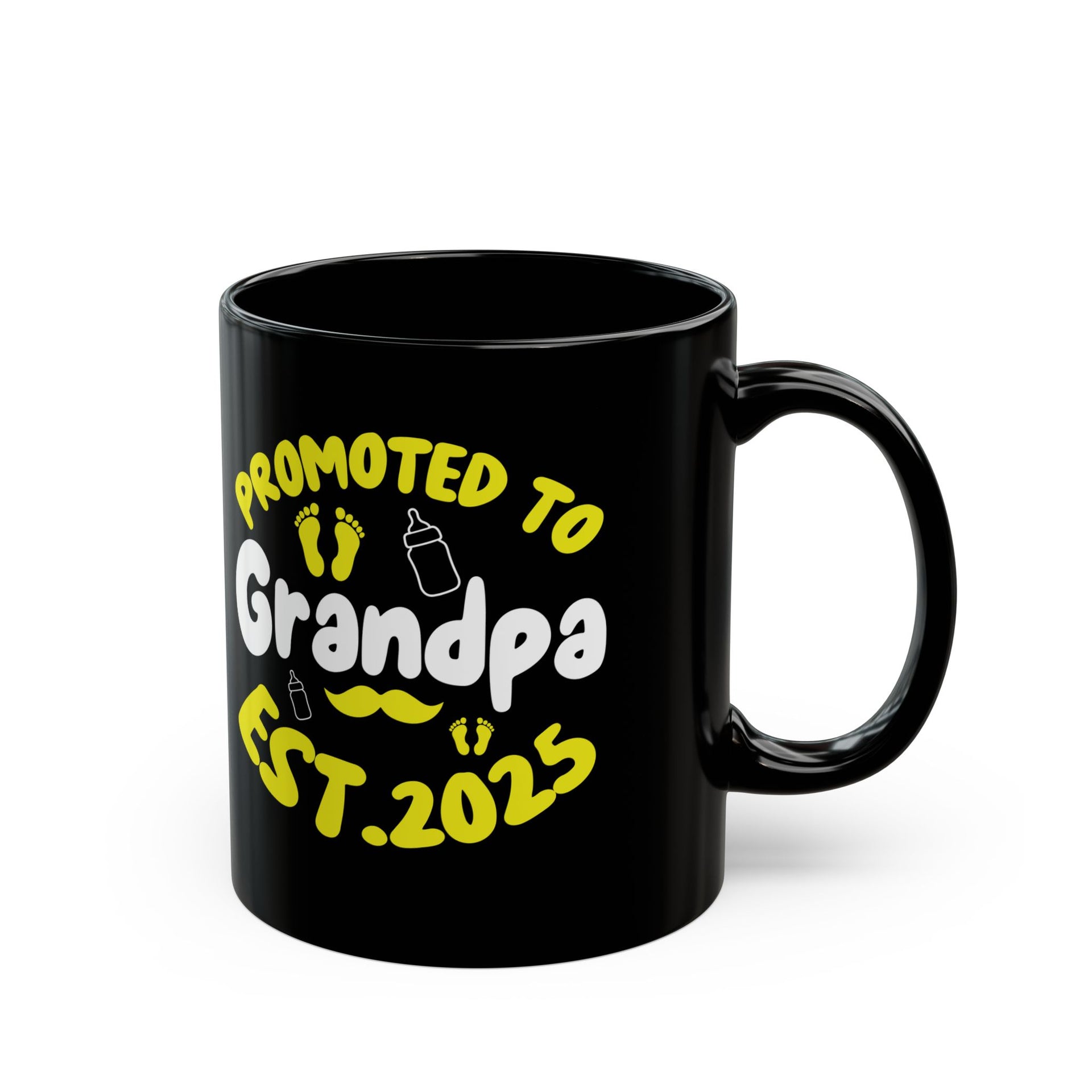 Promoted to Grandpa Black Mug - Perfect Gift for New Grandfathers (11oz, 15oz)